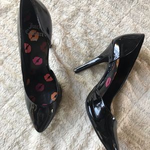 Black patent leather heels